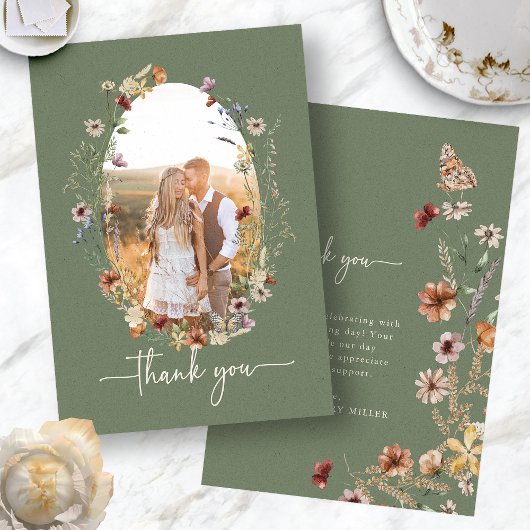 Boho Sage Foto Dank je kaart