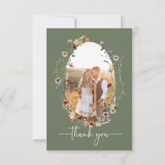 Boho Sage Foto Dank je kaart (Voorkant)