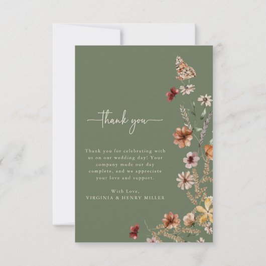 Boho Sage Foto Dank je kaart (Achterkant)