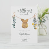 Boho & Sage Girl Baby shower Invitation Kaart (Staand voorkant)