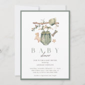 Boho Sage Girl's rustieke  Baby shower Kaart (Voorkant)