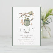 Boho Sage Girl's rustieke  Baby shower Kaart (Staand voorkant)