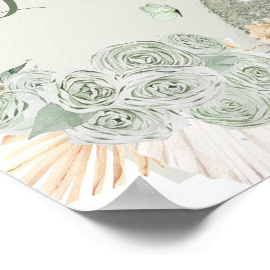 Boho Sage Green 15 Años Kaarten en geschenken Poster (Hoek)