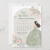 Boho Sage Green 15 Años Sla de datum kalender op Kaart (Voorkant)
