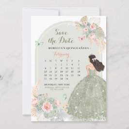 Boho Sage Green 15 Años Sla de datum kalender op Kaart