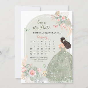 Boho Sage Green 15 Años Sla de datum kalender op Kaart