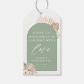 Boho Sage Green Baby Shower Bedank Geschenk Favor Cadeaulabel (Voorkant)