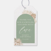 Boho Sage Green Baby Shower Bedank Geschenk Favor Cadeaulabel (Achterkant)