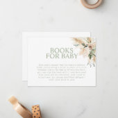 Boho Sage Green Baby shower Book Request Notitiekaartje (Voorkant / Achterkant in situ)