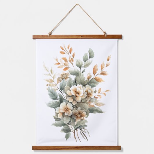 Boho Sage Green Beige Terracotta Botanical Floral Hangend Wandkleed (Voorkant)