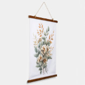 Boho Sage Green Beige Terracotta Botanical Floral Hangend Wandkleed (Gebogen)
