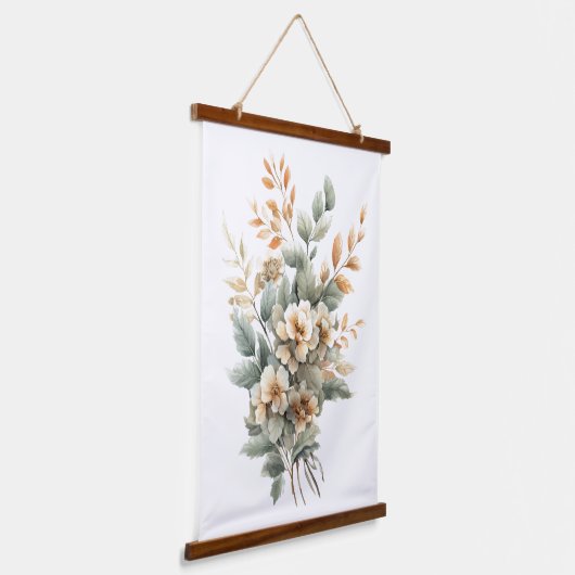 Boho Sage Green Beige Terracotta Botanical Floral Hangend Wandkleed (Gebogen)