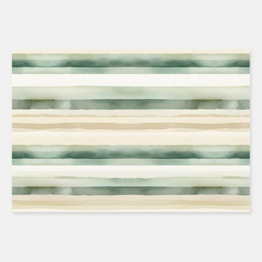 Boho Sage Green Beige Waterverf Abstract Inpakpapier Vel (Voorkant 2)