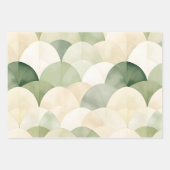Boho Sage Green Beige Waterverf Abstract Inpakpapier Vel (Voorkant)