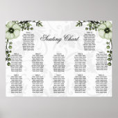 Boho Sage Green Berries Floral Damask Wedding Poster (Voorkant)
