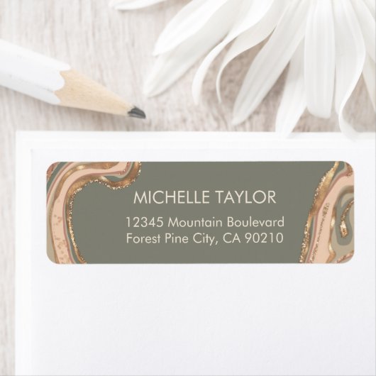 Boho Sage Green Bohemian agate marmer Label (Insitu)