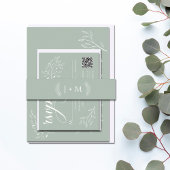 Boho Sage Green Botanical Monogram Uitnodigingen Wikkel
