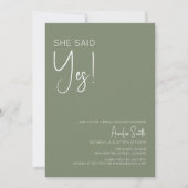Boho Sage Green Bridal Shower Invitation Kaart (Voorkant)