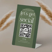 Boho Sage Green Business Social Media QR-code Reclamebord Met Voetstuk