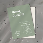 Boho Sage Green Chic Typography Grand Opening Kaart