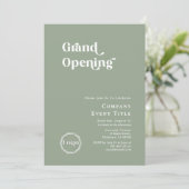Boho Sage Green Chic Typography Grand Opening Kaart (Staand voorkant)