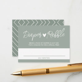 Boho Sage Green Diaper Raffle Enclosure Card Informatiekaartje