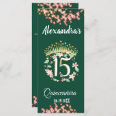 Boho Sage Green en Roos Quinceañera vieren feest Menu (Voorkant / Achterkant)