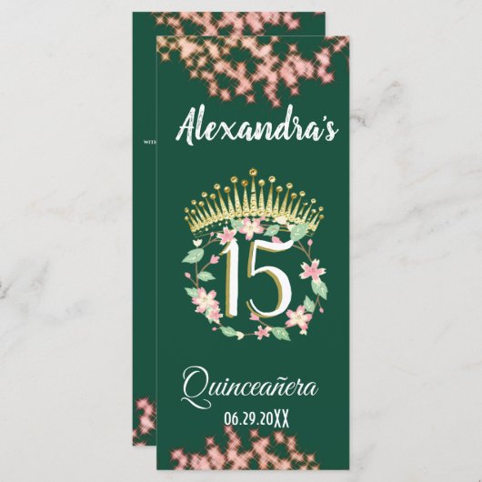 Boho Sage Green en Roos Quinceañera vieren feest Menu (Voorkant / Achterkant)