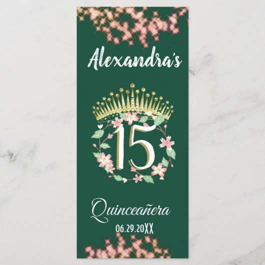 Boho Sage Green en Roos Quinceañera vieren feest Menu (Voorkant)