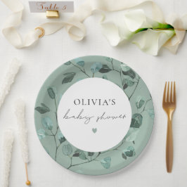 Boho Sage Green Eucalyptus Baby shower Papieren Bordje