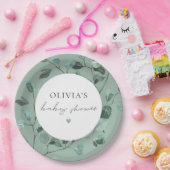 Boho Sage Green Eucalyptus Baby shower Papieren Bordje (Feest)