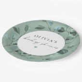 Boho Sage Green Eucalyptus Baby shower Papieren Bordje (Gekanteld)