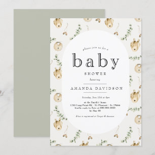 Boho Sage Green Eucalyptus Rainbow Baby shower Kaart