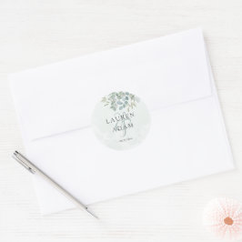 Boho Sage Green Eucalyptus Watercolor Wedding  Ronde Sticker