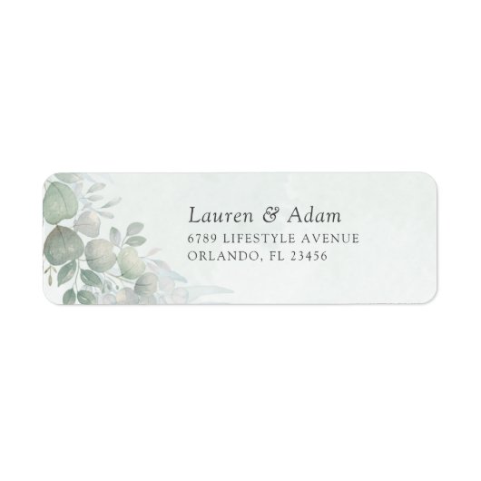 Boho Sage Green Eucalyptus Wedding Address Label (Voorkant)