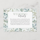 Boho Sage Green Eucalyptus Wedding Details Informatiekaartje (Voorkant)