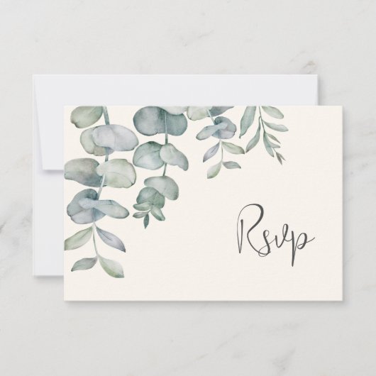 Boho Sage Green Eucalyptus Wedding RSVP (Voorkant)