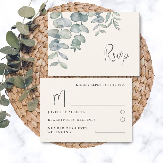 Boho Sage Green Eucalyptus Wedding RSVP