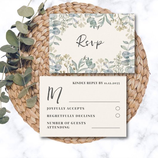 Boho Sage Green Eucalyptus Wedding RSVP