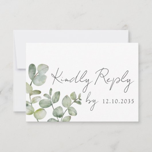 Boho Sage Green Eucalyptus Wedding RSVP (Voorkant)