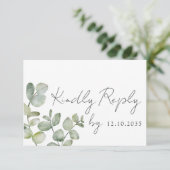 Boho Sage Green Eucalyptus Wedding RSVP (Staand voorkant)