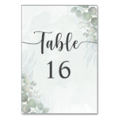 Boho Sage Green Eucalyptus Wedding Table Number Kaart (Voorkant)