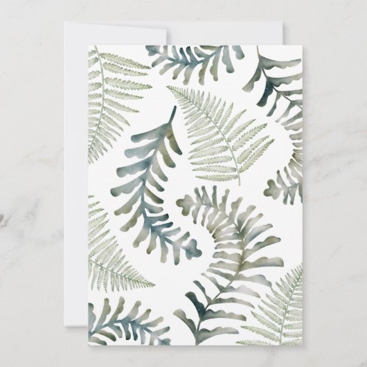 Boho Sage Green Fern Waterverf bruiloft Kaart (Achterkant)