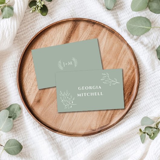 Boho Sage Green Flat Place Card Plaatskaartje