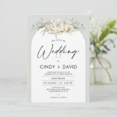Boho Sage Green Floral Arch Wedding Kaart (Staand voorkant)
