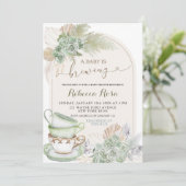 Boho Sage Green Floral Baby is Brouwen Baby shower Kaart (Staand voorkant)