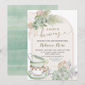 Boho Sage Green Floral Baby is Brouwen Baby shower Kaart (Voorkant / Achterkant)