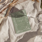 Boho Sage Green Floral Botanical Photo Wedding Kaart
