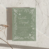 Boho Sage Green Floral Botanical Photo Wedding Kaart