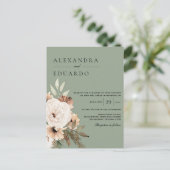 Boho Sage Green Floral Bouquet Wedding Briefkaart (Staand voorkant)